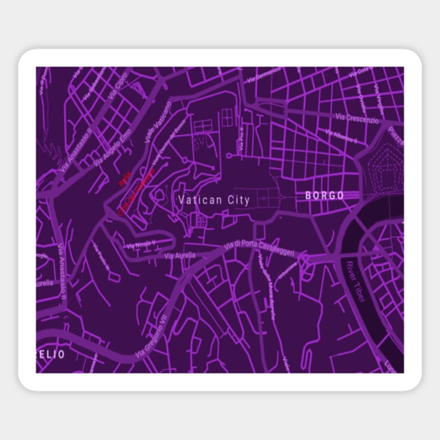 Vatican city purple map Magnet by Mapmania